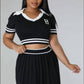 Women’s Short Sleeves Polo T Shirt Mini Skirt Casual 2 Piece Set