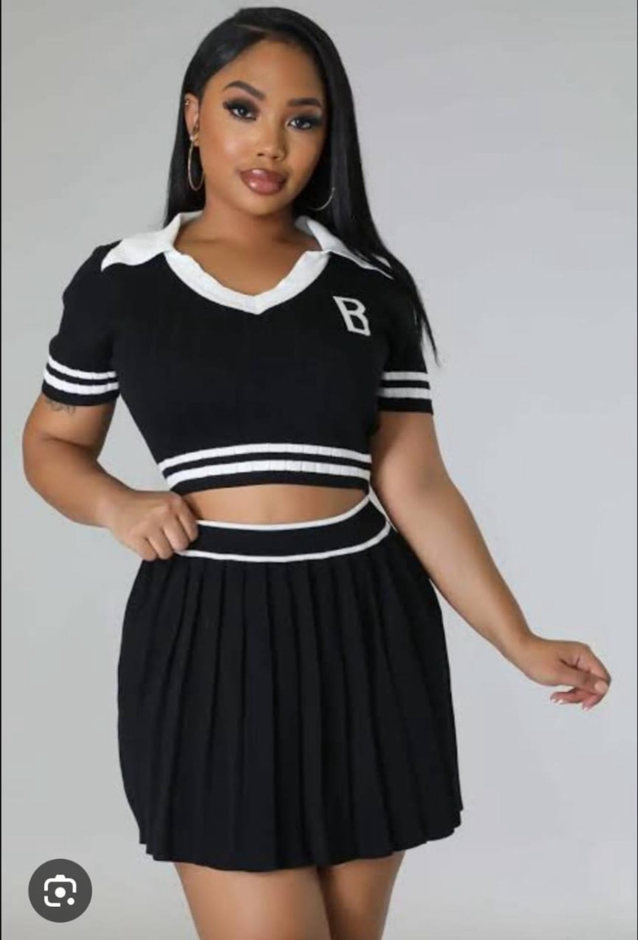 Women’s Short Sleeves Polo T Shirt Mini Skirt Casual 2 Piece Set