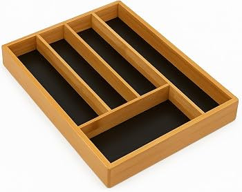 MHome Bamboo Cutlery-Multipurpose Tray - Kitchen Drawer Organiser with 5 Compartments - Durable, Durable, Eco-Friendly
