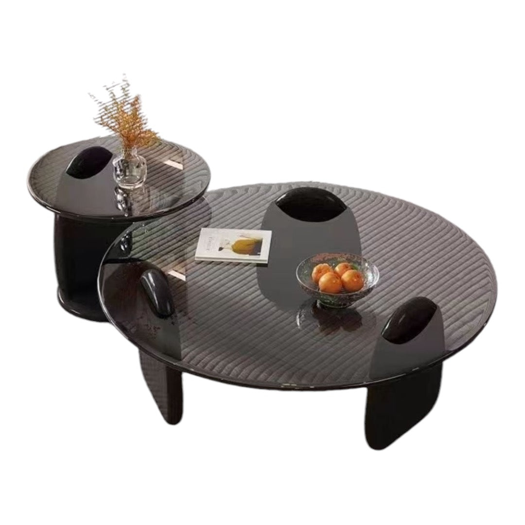 Living Room Coffee Tables Floor Modern Elegant Glass Bedroom Coffee Tables Center Round Home Furniture 2pc Nesting Set
