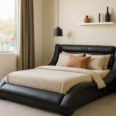 MFURN Caley Designer Sleigh Bed-Various Colours