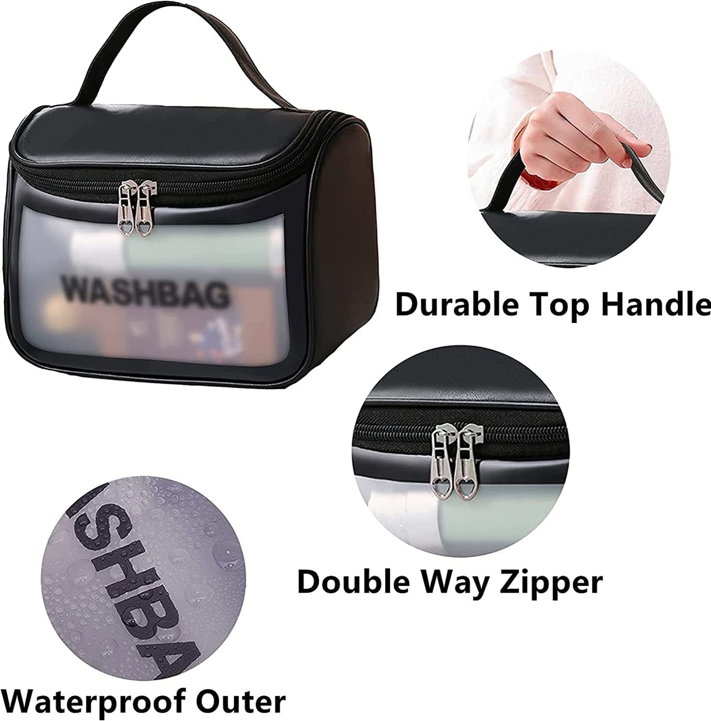 Waterproof PVC Hanging Toiletry Organizer Bag – Travel Cosmetic & Shower Kit with Hook and Handle