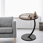 C-Shaped Wooden Side Table – Mobile Small Coffee Table with Metal Frame for Living Room or Bedroom