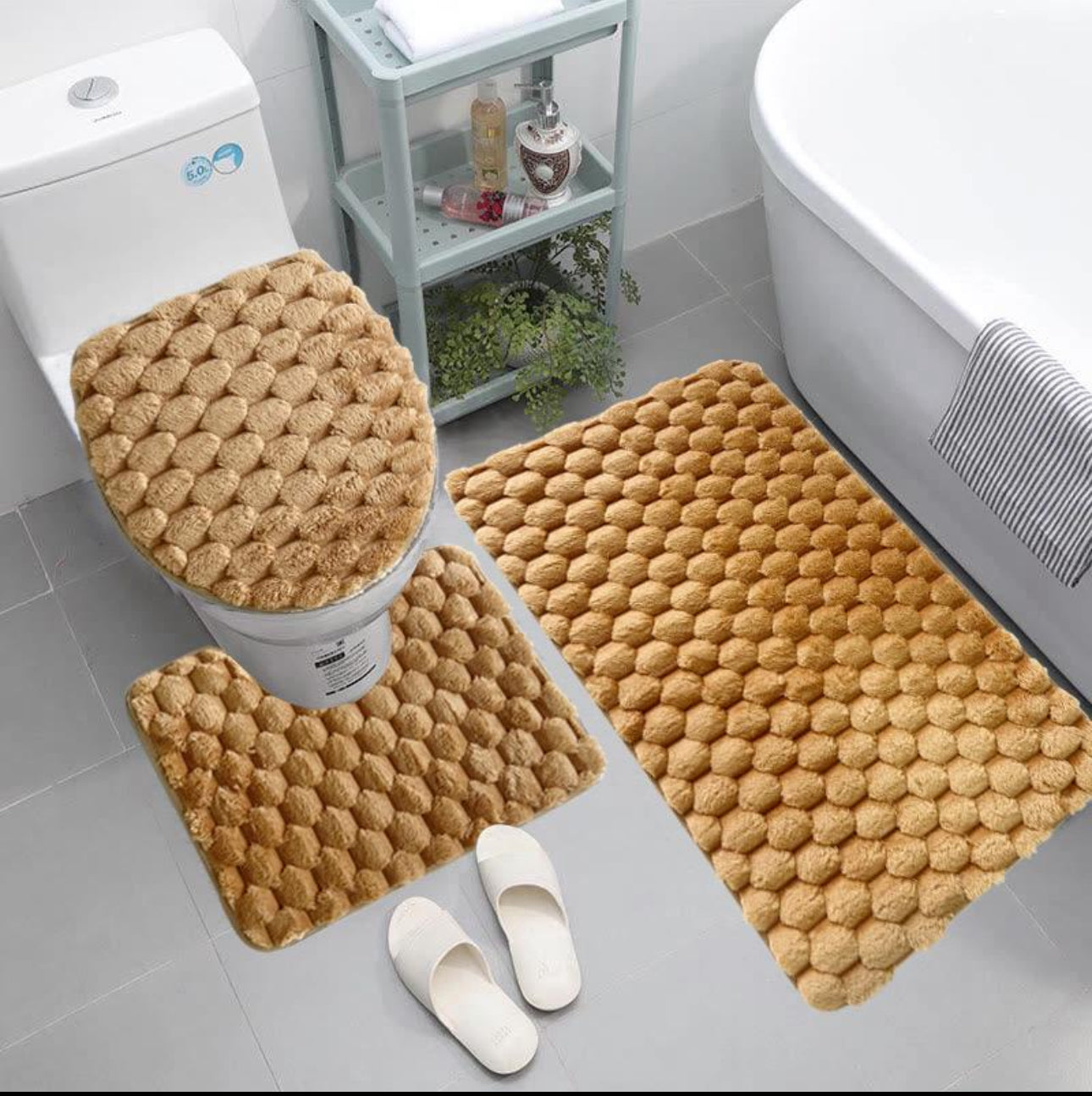 Bathroom Mat Set 3pc - Various Colours