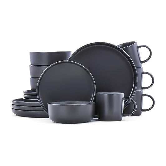 MHome 16-Piece Dinnerware Set – Microwave Safe Stoneware
