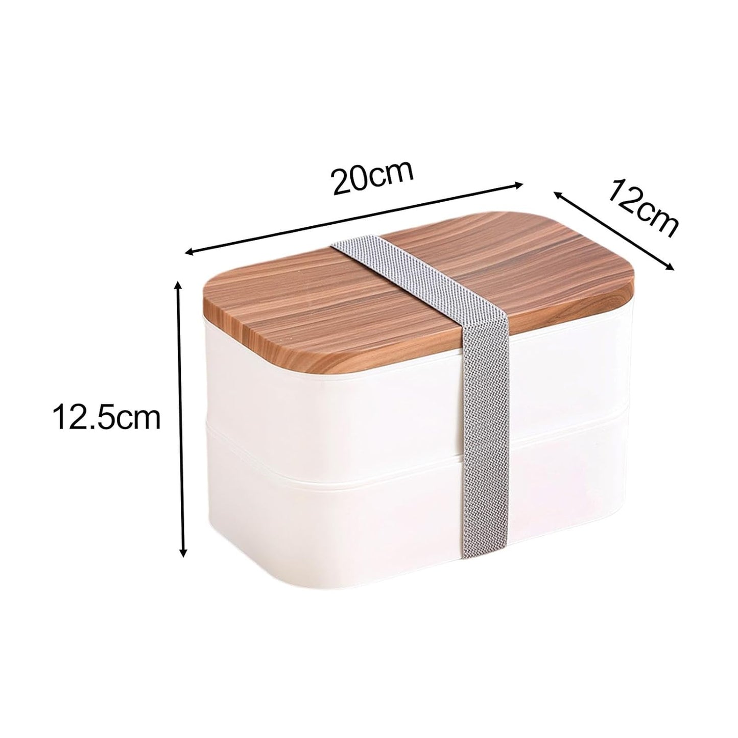 MHome Wood Grain Double-Layer Bento Lunch Box – Microwave-Safe, Lightweight, Leakproof