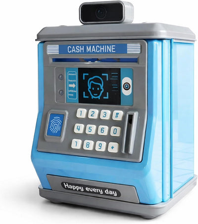 Electronic Money Box for Kids, Password and Fingerprint Simulation Toy ATM