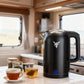 KF Electric Kettle 1.8L – 304 Stainless Steel, Matte Black, Touch Control, Fast Heating