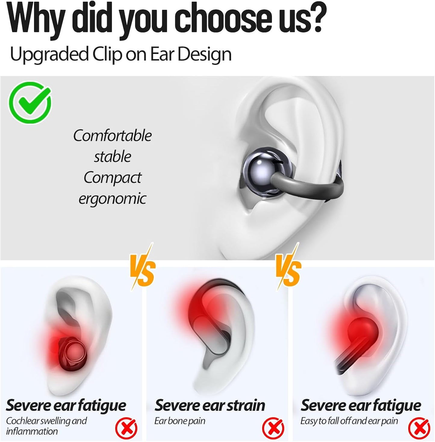 Open-Ear Wireless Earbuds – Bluetooth 5.4, ENC Noise Cancelling Mic, 40H Battery