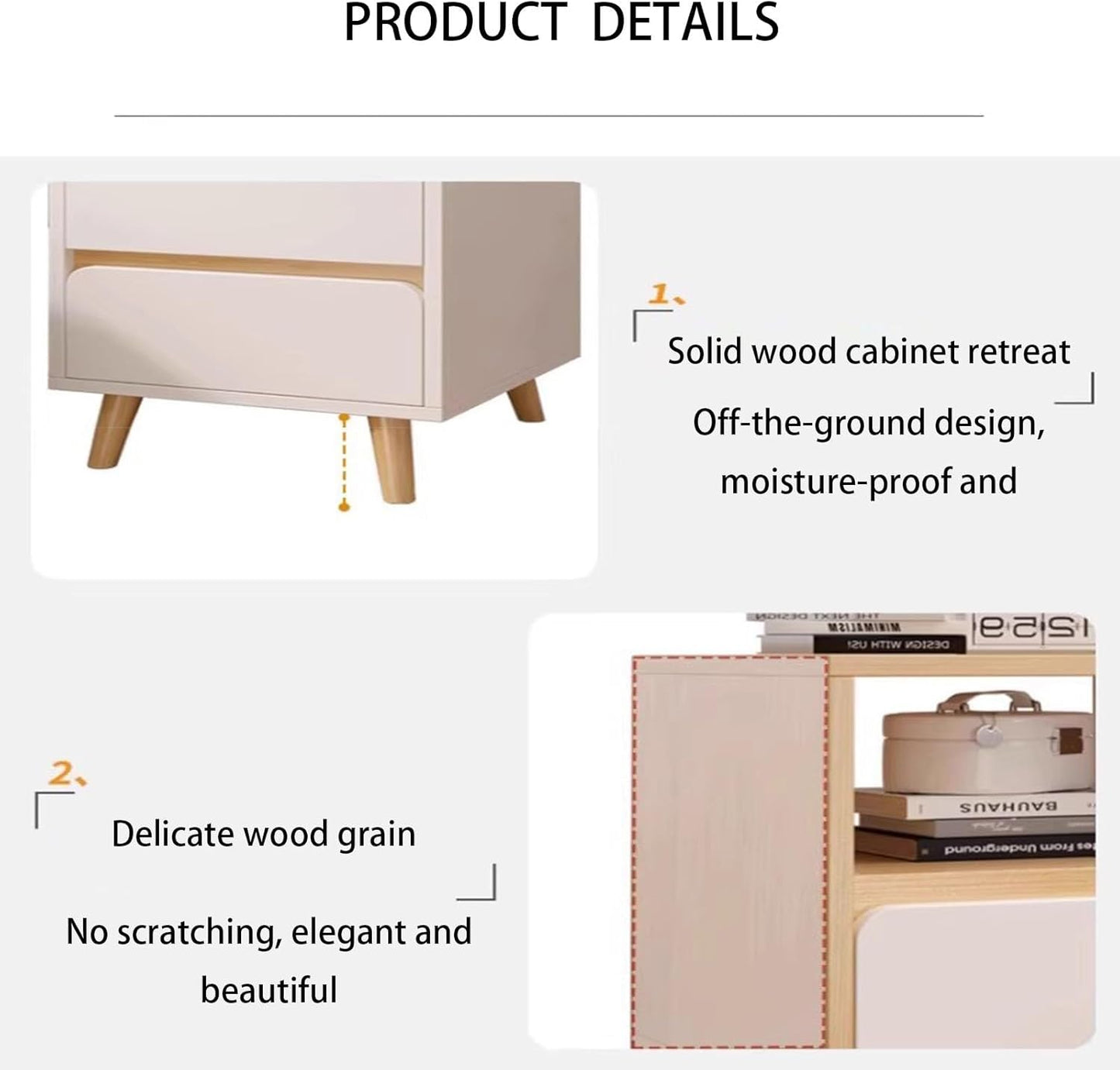 MHome Small Bedside Table / Storage Cabinet – Modern 2-Drawer Nightstand