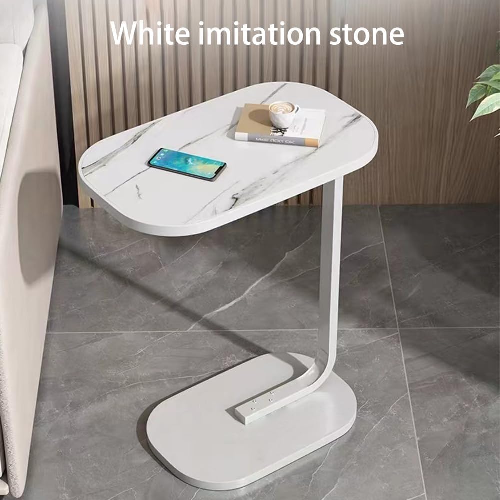 MFurn C-Shaped Side Table – Modern Narrow Coffee Table with Metal Frame for Small Spaces