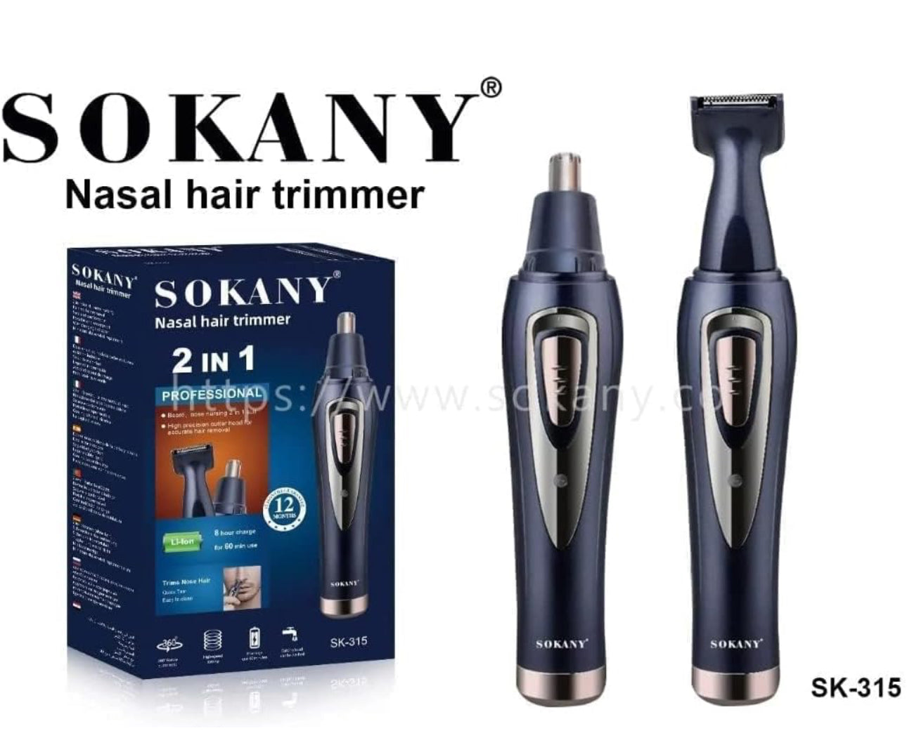SOKANY Hair Trimmer 2in1 For Beard & Nose Rechargeable Trimmer