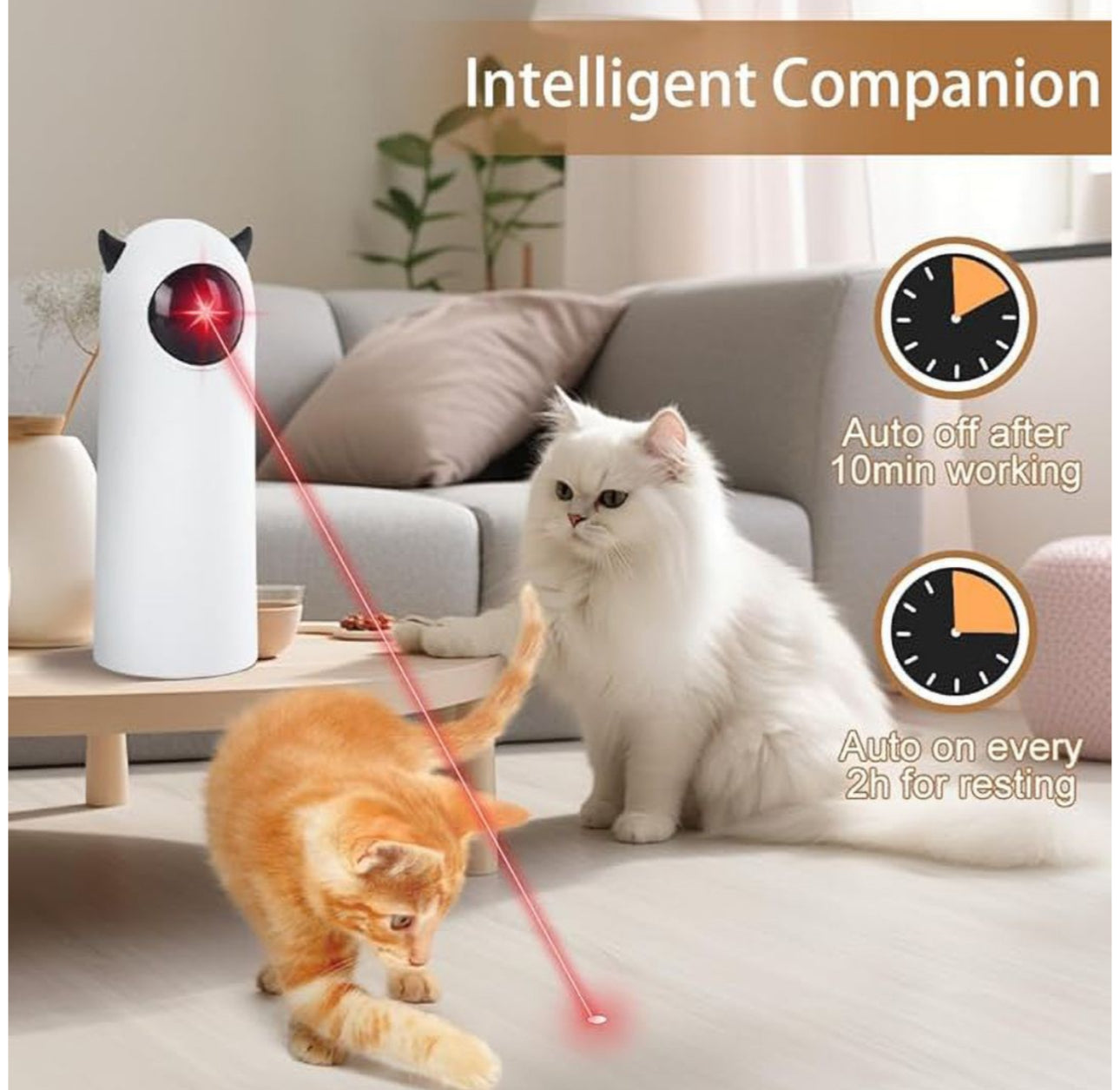 MTech Automatic Cat Laser Toy – Interactive USB & Battery Powered Pet Laser With 3 Modes, Auto Timer, 360° Rotation