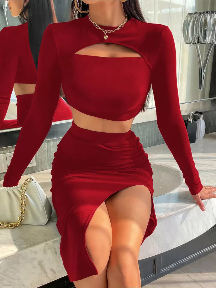 Elegant Sexy Ladies CropTop & Skirt 2pc