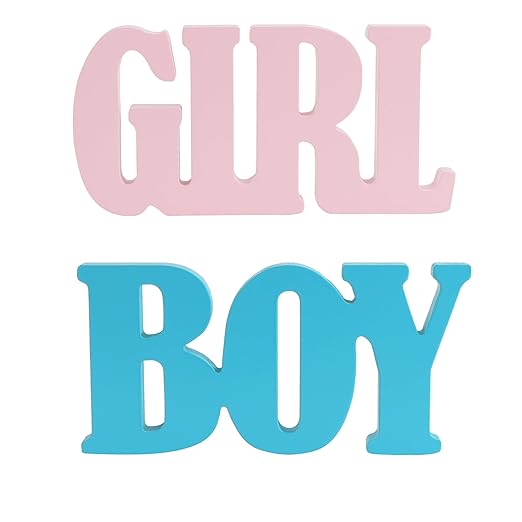 Wooden Letter Blocks Blue/Pink Table Centerpieces for Baby Shower