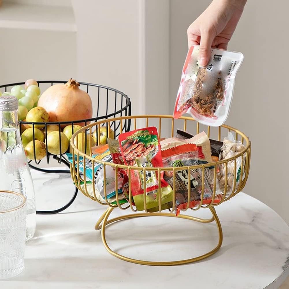 MHOME Metal Fruit Bowl Wrought Iron Basket Modern Kitchen Storage