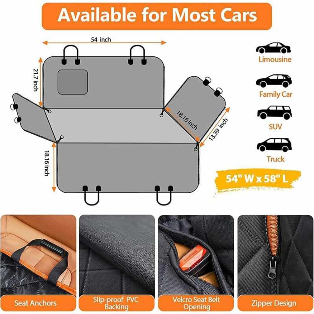 Dog Car Seat Cover for Back Seat & Cargo, Waterproof Hammock