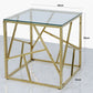 M-Furn Glass Gold Square End Table