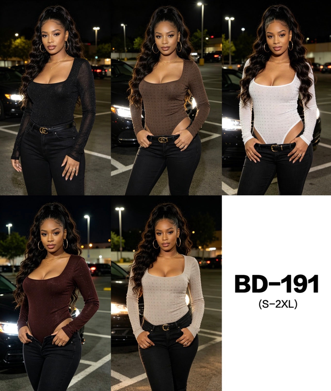 Ladies High-Cut Long Sleeve Bodysuit-Various Colours