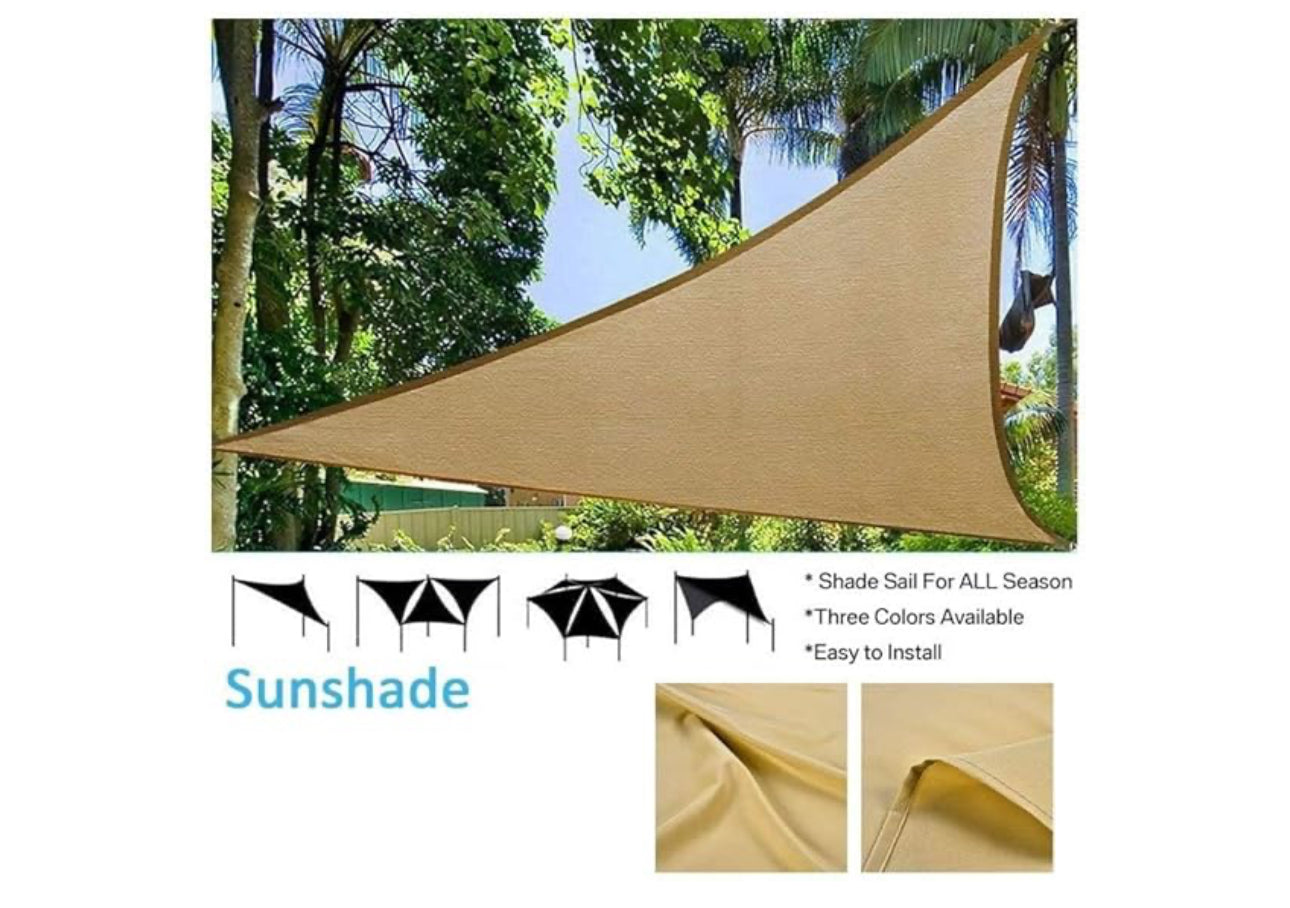 MHome Sunshade Net Triangular UV Protection, For Outdoor Patio, Garden Gazebo, Pool Decks-Various Options