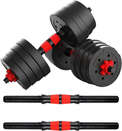 Pro-Sportz 30 kg Adjustable Dumbbell & Barbell Set: Home Gym Combo with Connecting Rod and Non-Slip Handles