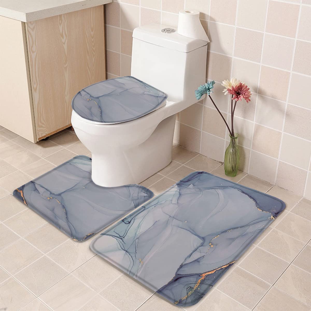 3pcs Bathroom Pedestal Mat for Toilet