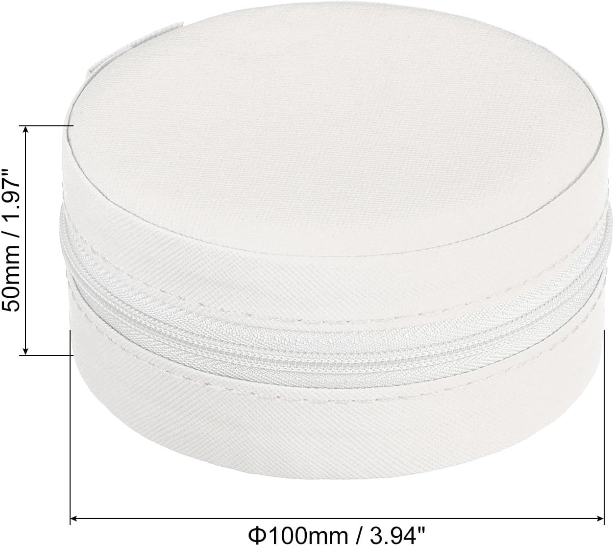 Travel Jewelry Case for Women – Small Round Faux Leather Organizer for Rings, Earrings & Necklaces