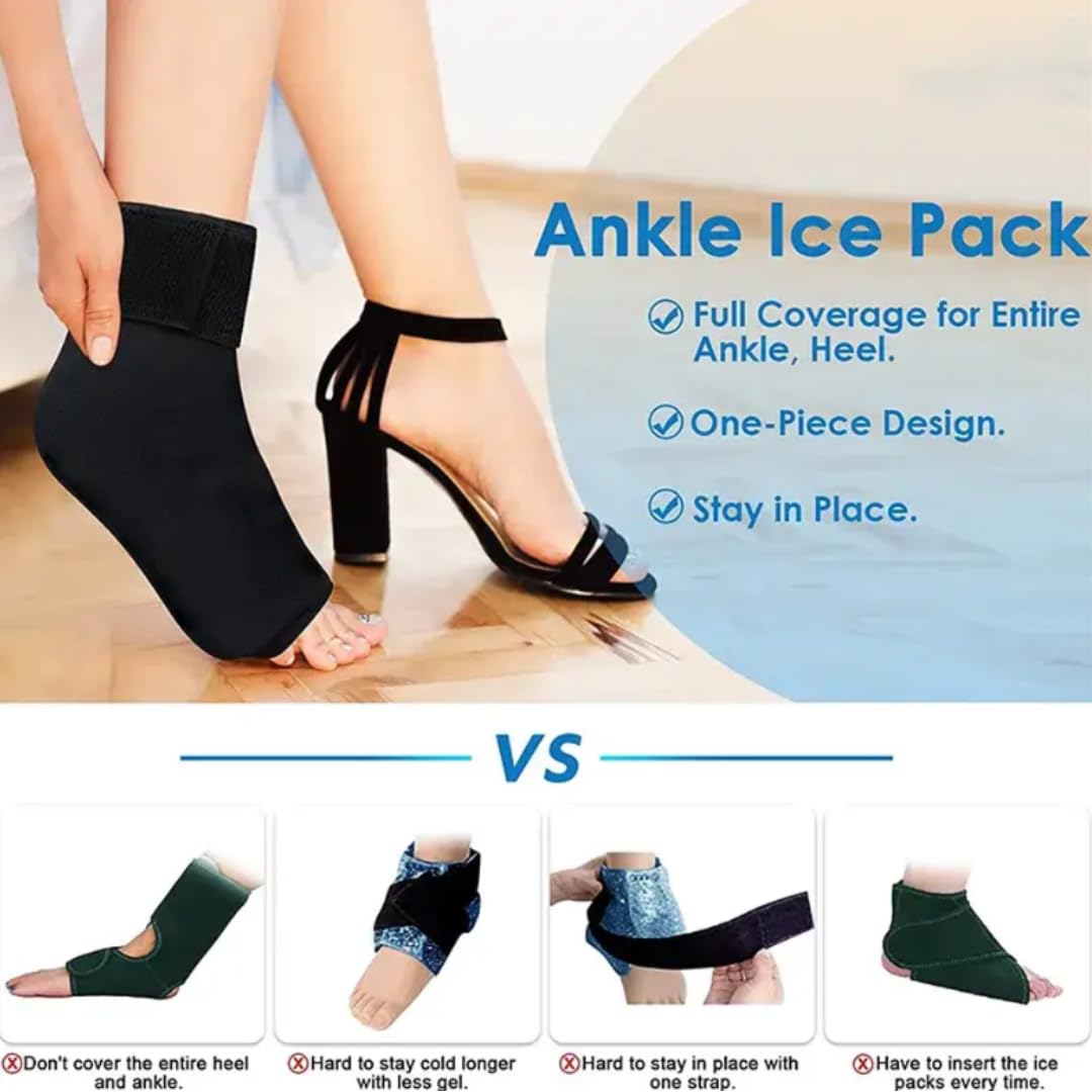 Ankle Ice Pack Wrap Hot & Cold Compression Sleeve with Strap