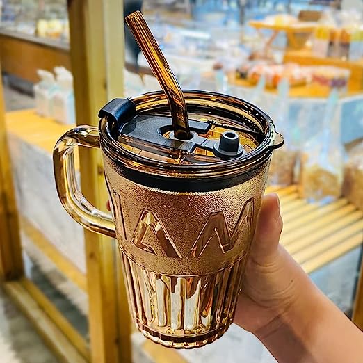 Tumbler Mug with Lid and Straw