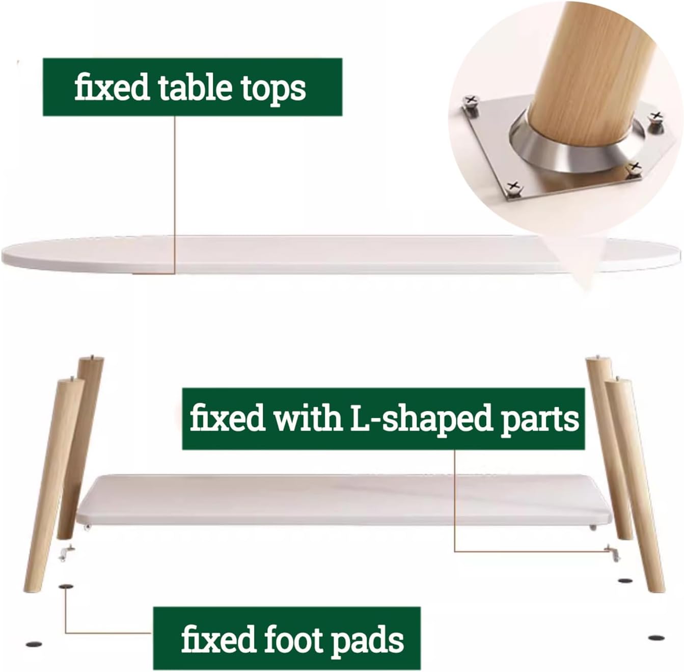 MFurn Modern Wooden Coffee Table with Storage Shelf – Oval Living Room Center Table