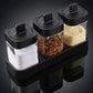 MHome 3-Piece Heat-Resistant Glass Spice Jar Set with Storage Box