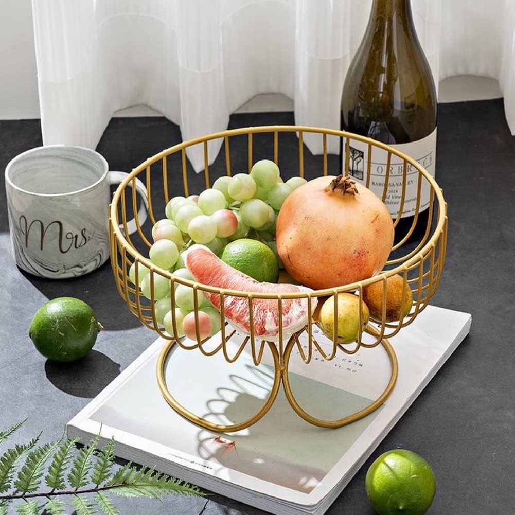 MHOME Metal Fruit Bowl Wrought Iron Basket Modern Kitchen Storage