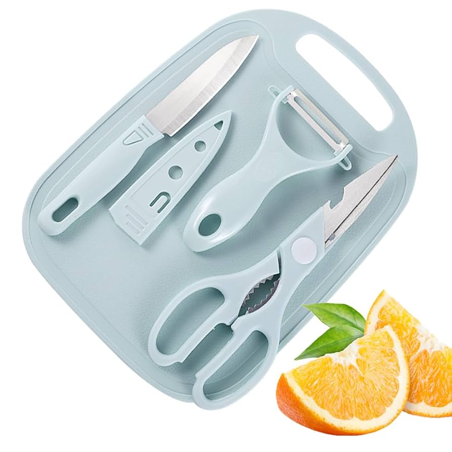 Magicorange Travel Cutting Board Set With Knife, Peeler, Scissors