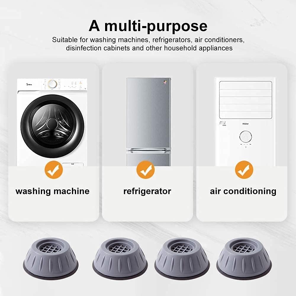 Anti-Vibration Pads for Washer & Dryer – Noise-Reducing, Anti-Slip Rubber Feet Pads (4pcs, Grey)