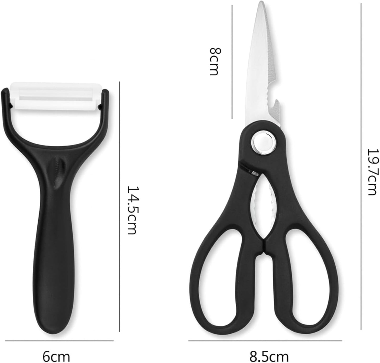 MHome 6-Piece Multipurpose Kitchen Knife Set Stainless Steel Non-Stick Blades with Ergonomic PP Handles