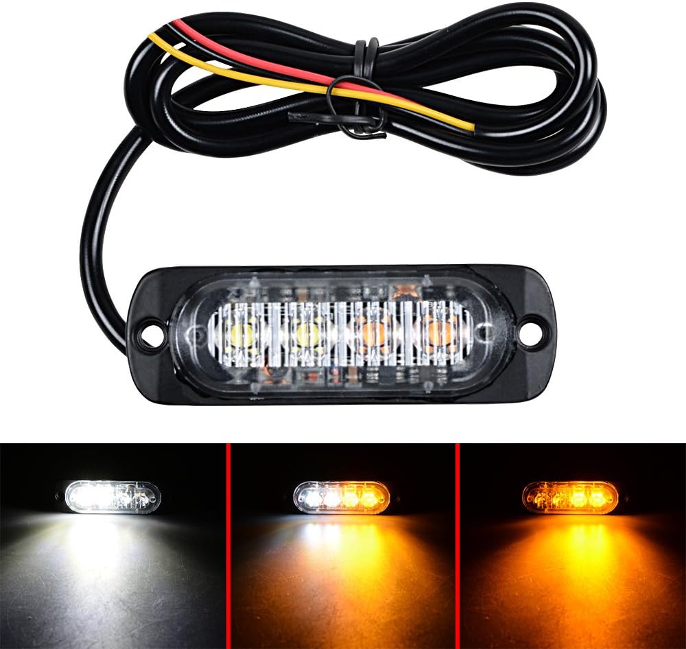 1.2-Meter Police Light Bar – White & Amber LED Strobe 47" (1200mm)