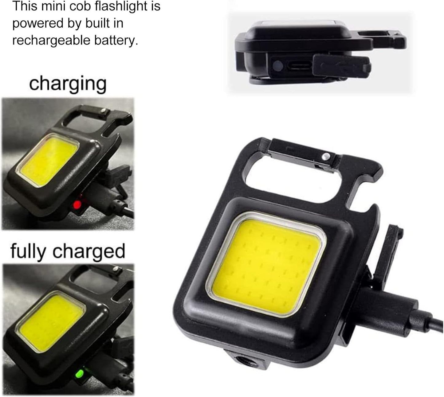 MTech Keychain Mini LED Flashlight – USB-C Rechargeable COB Work Light