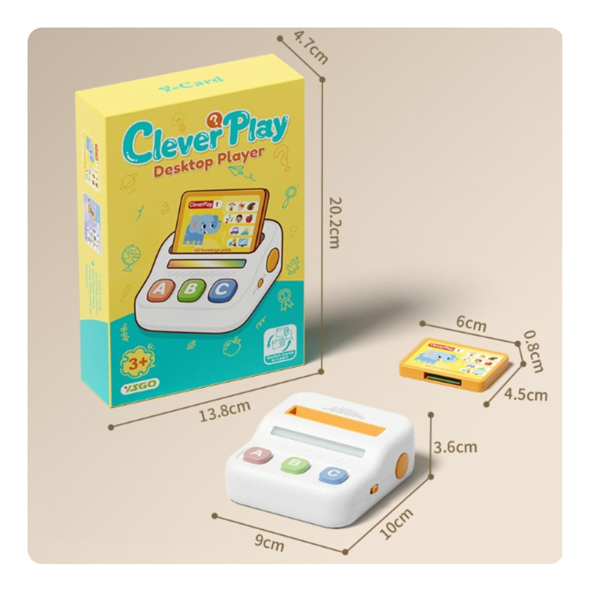 Clever Play Card Reader Learning Toy with A/B/C Quiz Buttons, Ages 3+