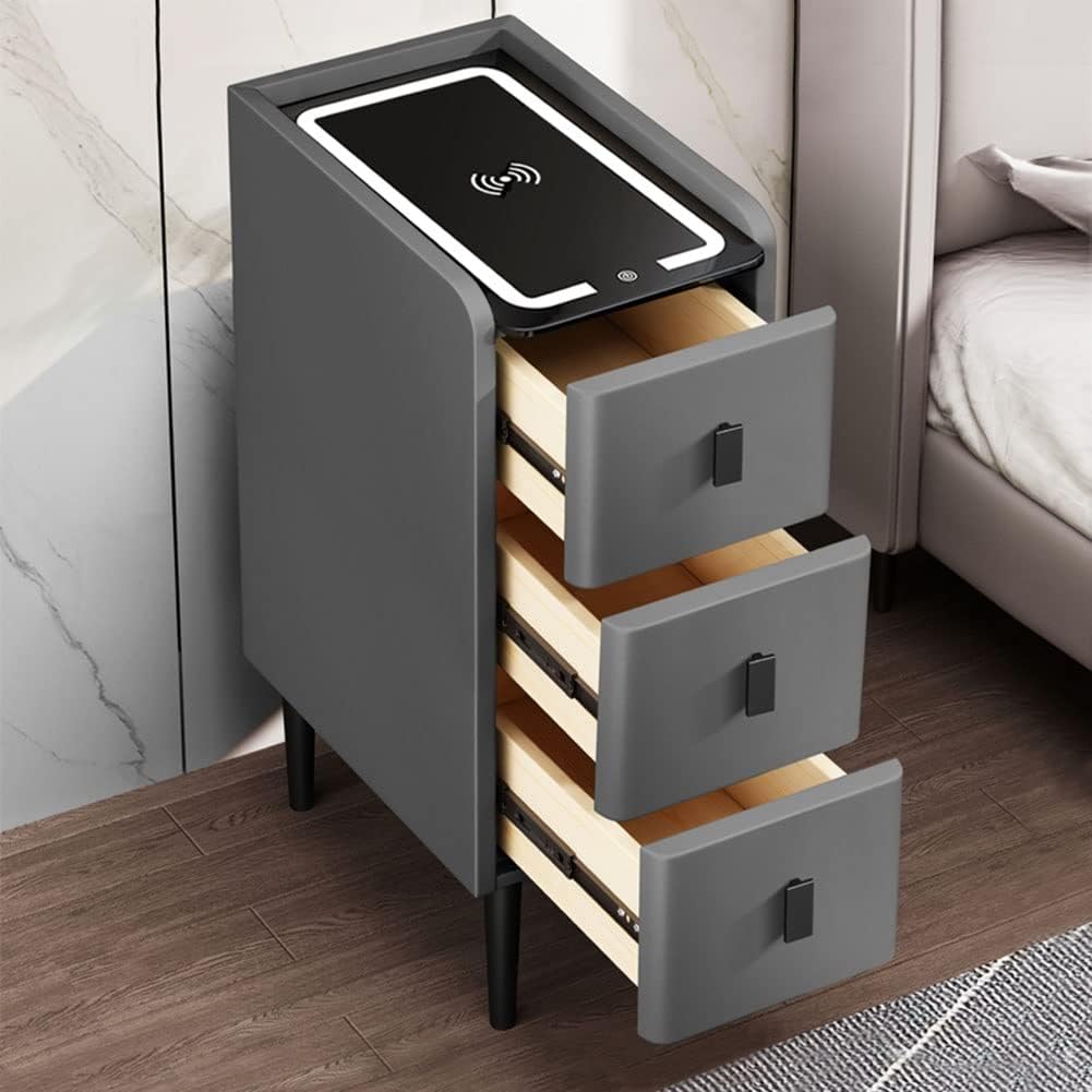 MFurn Smart Wireless Charging Bedside Table With LED Lights - Narrow