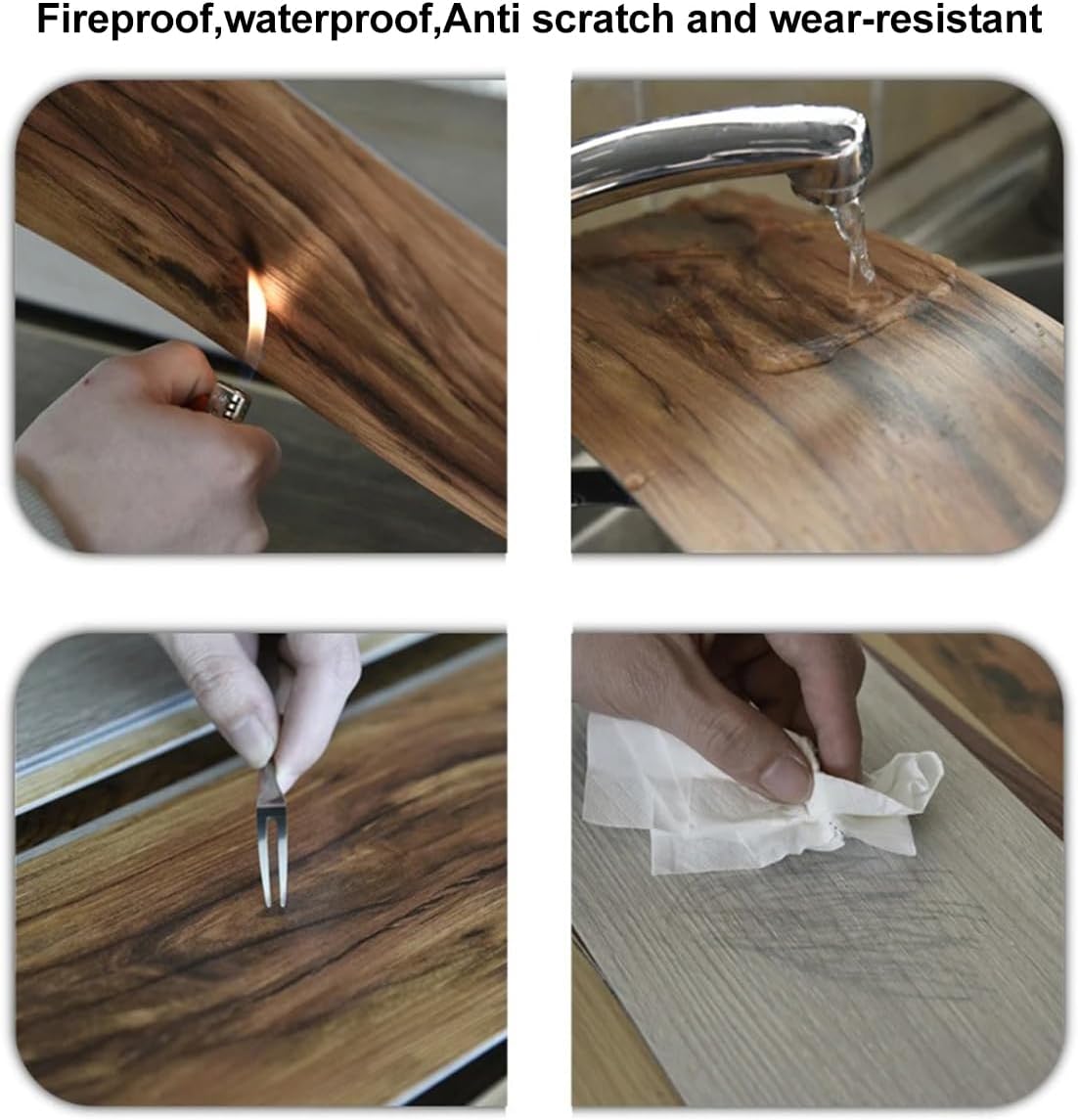 36PCS Self-Adhesive Vinyl Floor Tiles Wood Look Waterproof 91.4×15.2cm