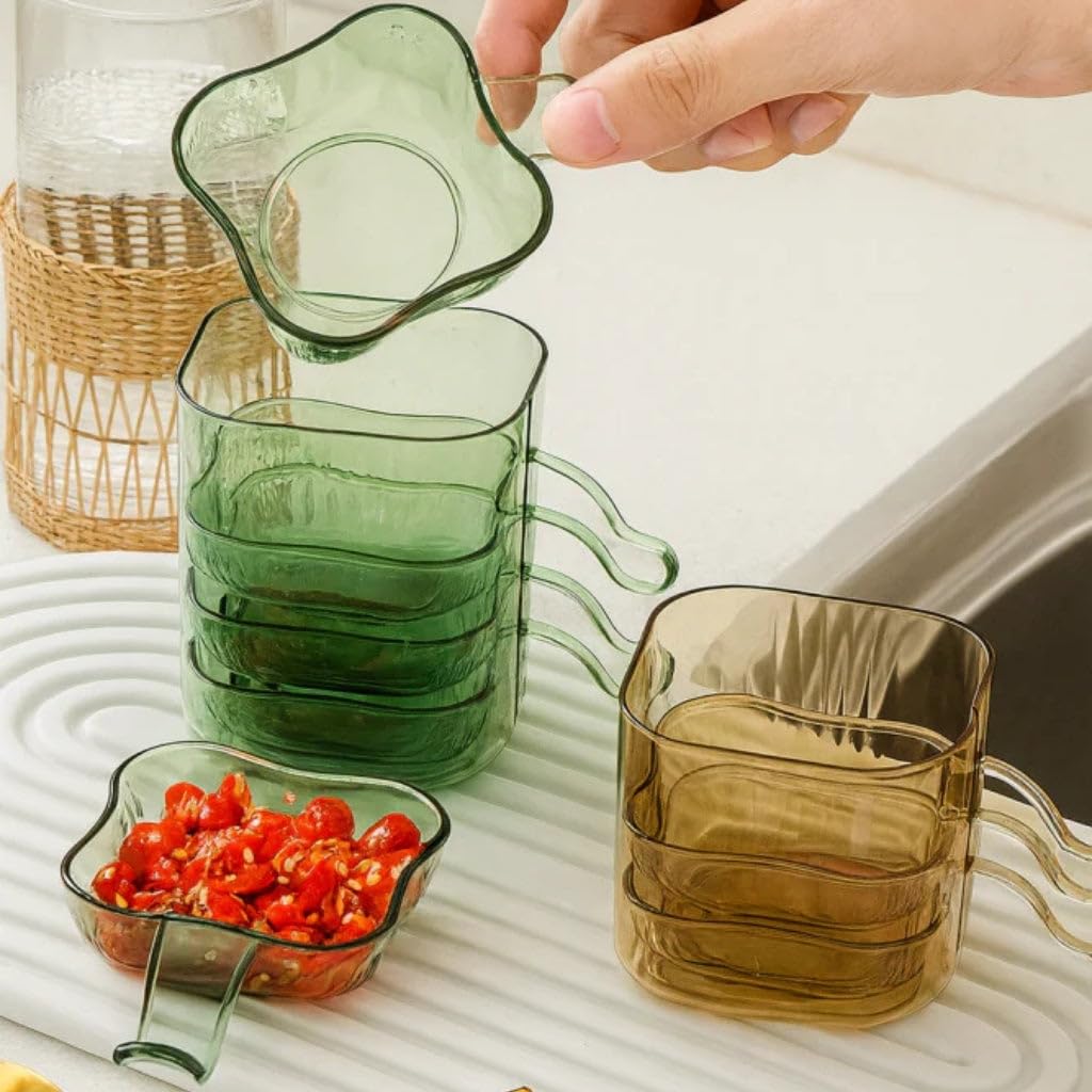 MHome Toast-Shaped Dipping Plates – Set of 6 Condiment Bowls with Handles