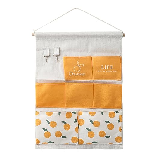 7 Pockets Orange Hanging Storage Bag Wall Door Closet Organizer