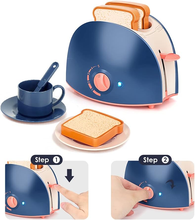 Kids Mini Simulation Toaster Toy - Realistic Pop-Up Toaster With Working Dial Timer
