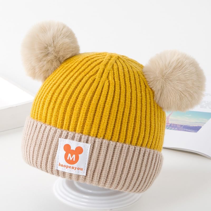 Baby Toddler Warm Fluffy Beanie Hat & Scarf Set – Winter Woolen Cap for Boys & Girls