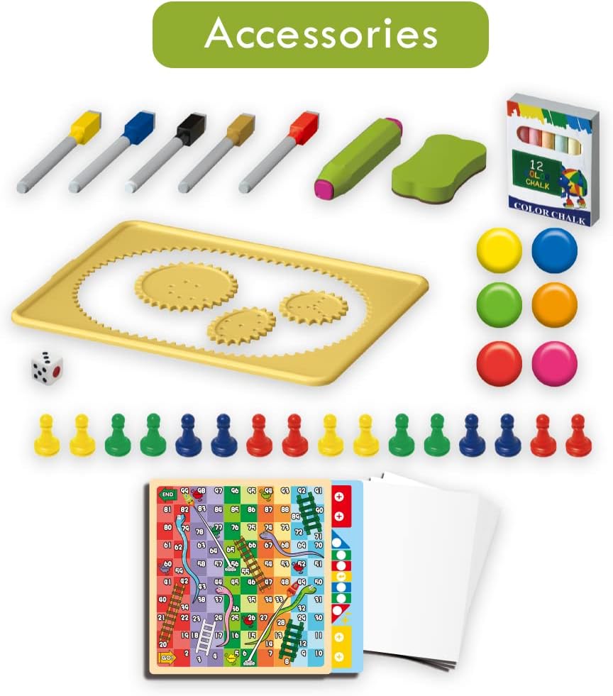 Kids Adjustable Easel Vertical Double-Sided Kids Magnetic Drawing Board With Shelf – 46-Piece Art Set