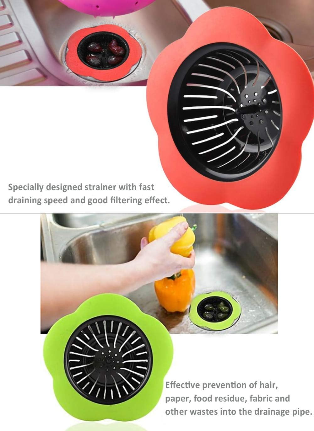 Plastic Sink Strainer – 4 Pack | Easy-Clean Drain Filter Basket (4.5" Wide Rim)
