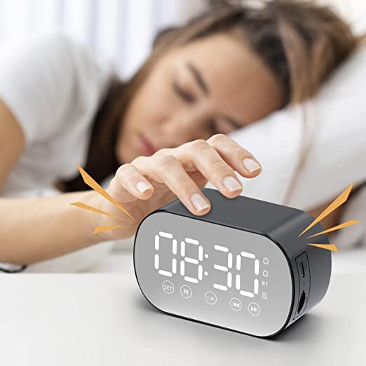 Mini Bluetooth Speaker LED HD Mirror Digital, Alarm Clock ,FM Radio