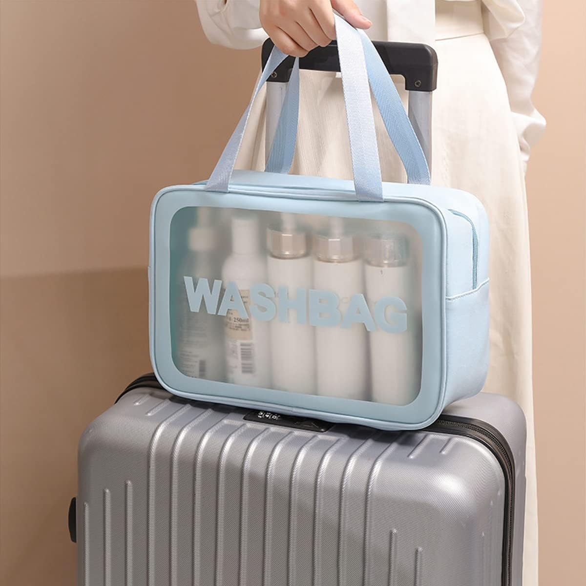 3-Piece Transparent Waterproof Toiletry & Cosmetic Travel Bag Set – Clear Zipper Organiser for Makeup & Essentials