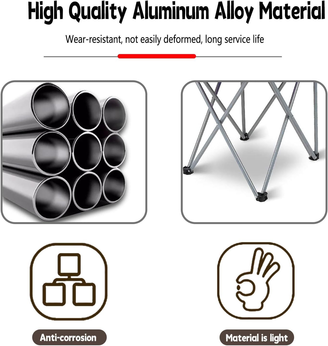 Tent Folding Chair With Sun Canopy – Portable Shade Camping Chair for Outdoor, Beach & Sports - Red Only