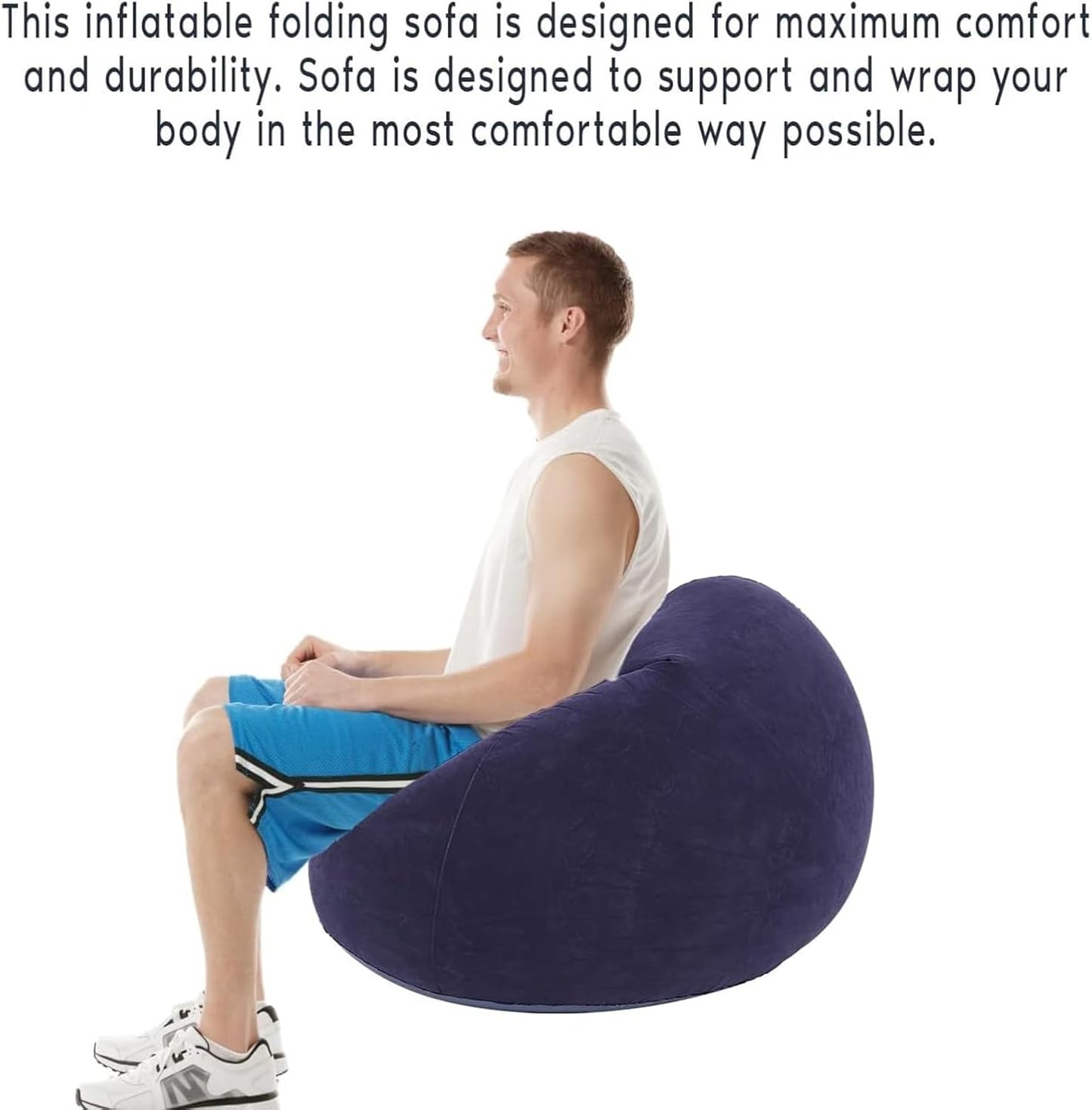 MHome Comfy Inflatable Sofa Chair – Soft Flocked Lounge Seat for Home & Gaming